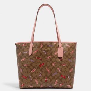 Coach City Tote Candy Print Khaki Canvas